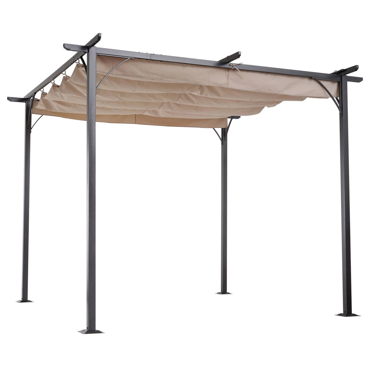 10 Ft Retractable Canopy Steel Frame Pergola Gazebo E938823