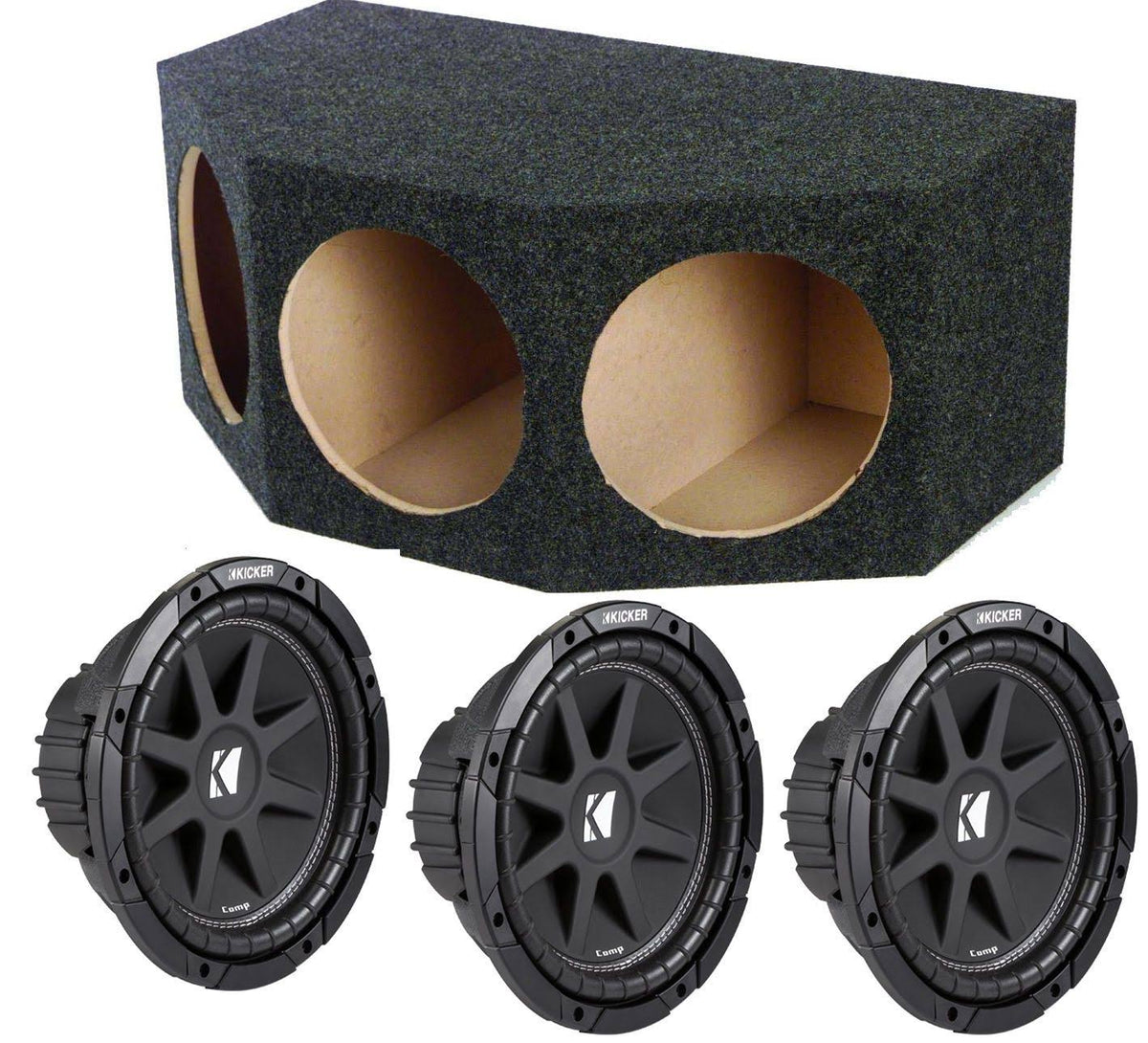 12 inch 900 Watt Car Subs + Sealed Car Enclosure Box E5897