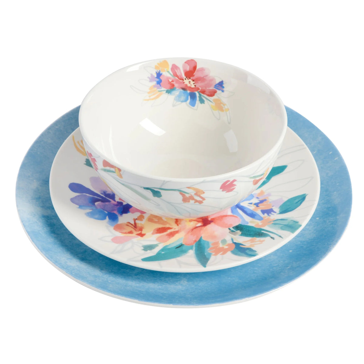 12 Piece Blue Porcelain Dinnerware Set U983054