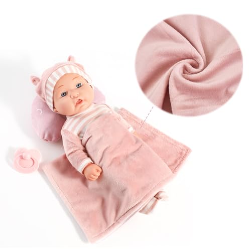 12'' Baby Doll Playset with Washable Doll Accessories Includes Carrier Bassinet Bed, Pacifier, Blanket, and Pillow F5307