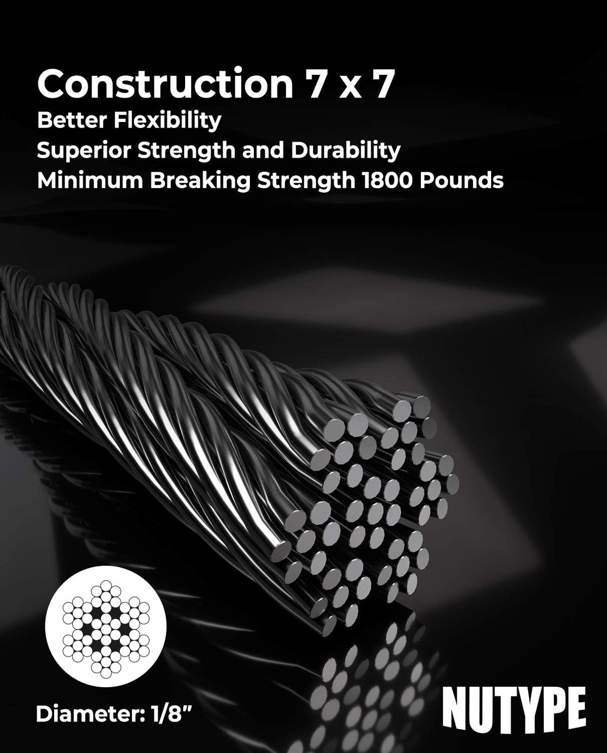 1/8 T316 Stainless Steel Cable 600FT B301