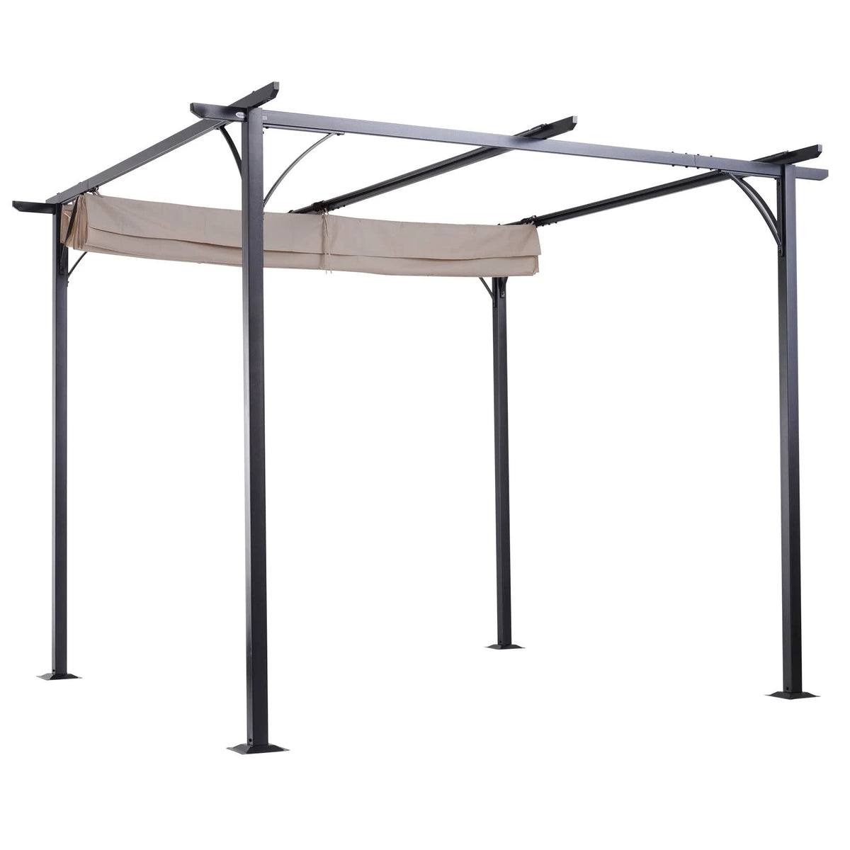 10 Ft Retractable Canopy Steel Frame Pergola Gazebo E938823