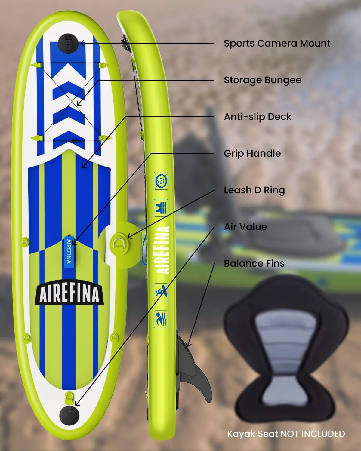 11' Inflatable Stand Up Paddle Board with Carrying Bag I75312