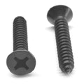 #8-18 x 2 Phillips Flat Head Sheet Metal Screw Black Zinc Plated W613