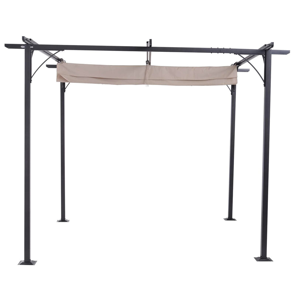 10 Ft Retractable Canopy Steel Frame Pergola Gazebo E938823