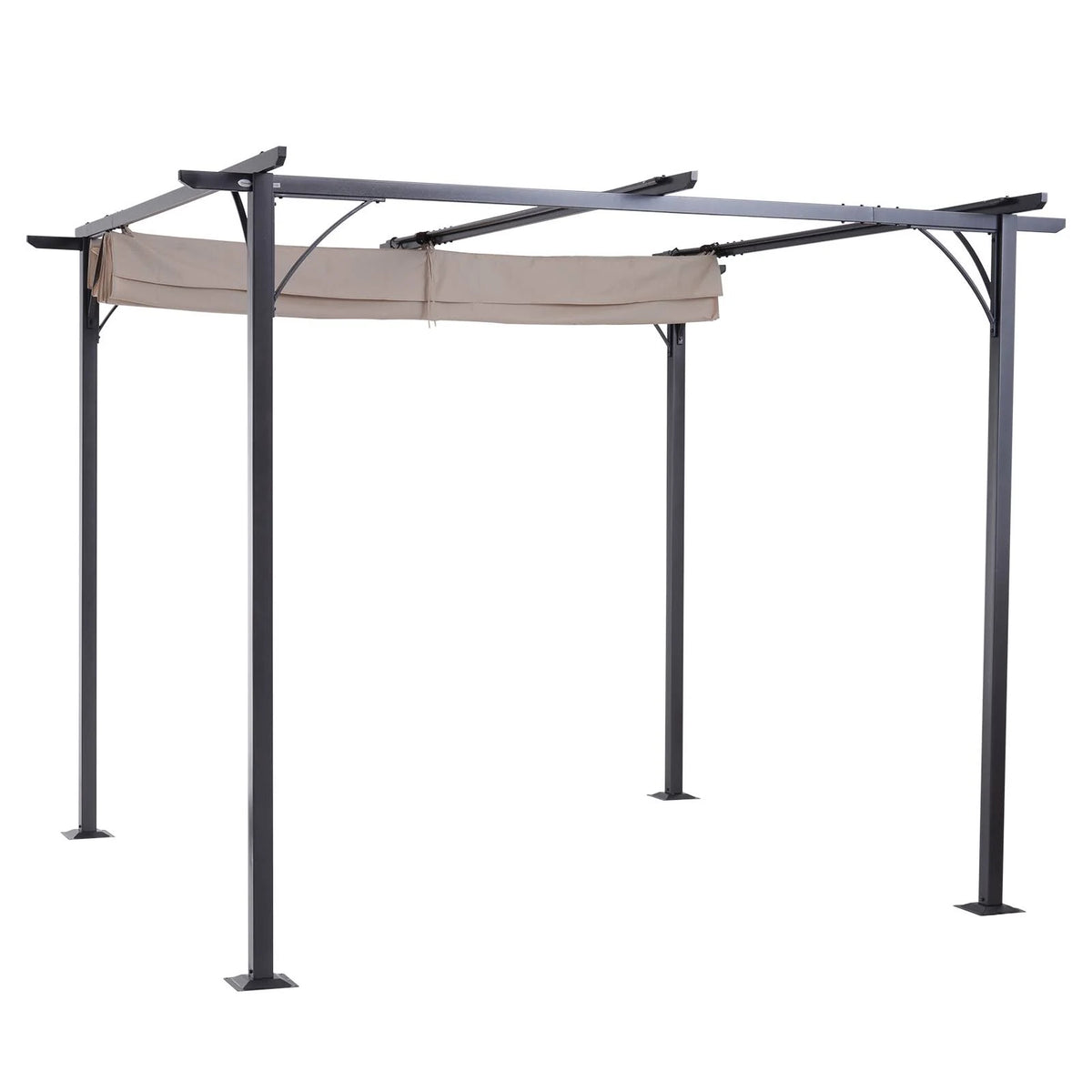 10 Ft Retractable Canopy Steel Frame Pergola Gazebo E938823
