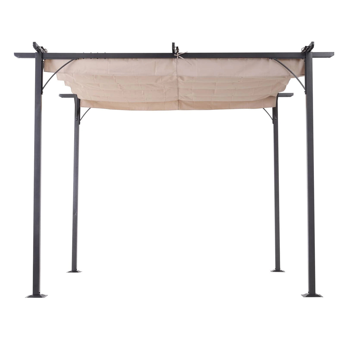 10 Ft Retractable Canopy Steel Frame Pergola Gazebo E938823
