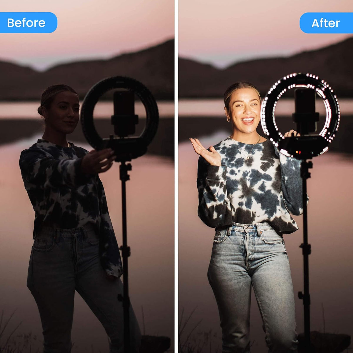 12 Cordless Bicolor Ring Light Kit with Carry Case and 6.5 ft Stand Z9882