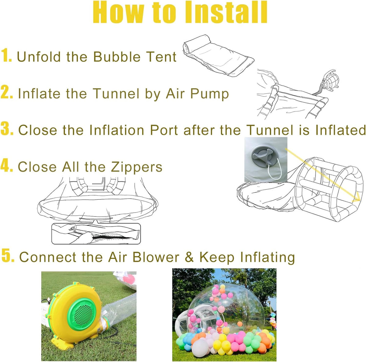 10FT Inflatable Clear Bubble Dome Tent with Blower R90931