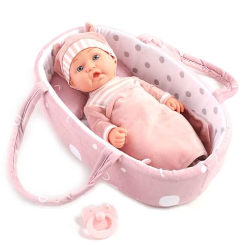 12'' Baby Doll Playset with Washable Doll Accessories Includes Carrier Bassinet Bed, Pacifier, Blanket, and Pillow F5307