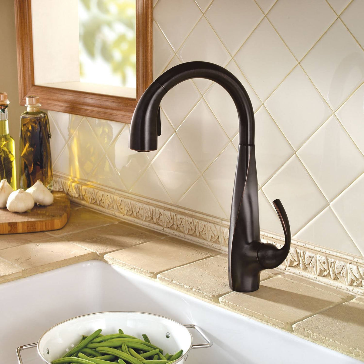 1-Handle Pull-Down Kitchen Faucet Tuscan Bronze C9653