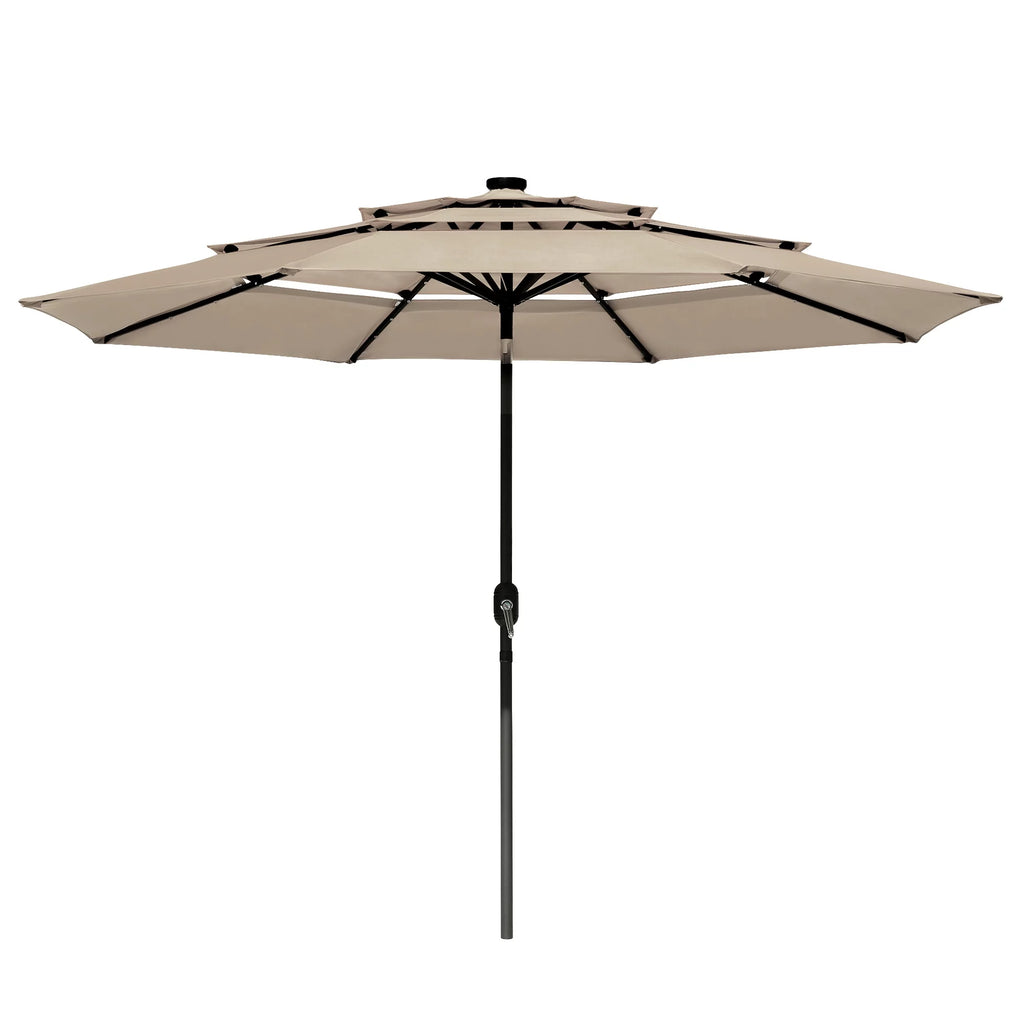 10 Ft 3 Tier Solar LED Patio Umbrella O409954