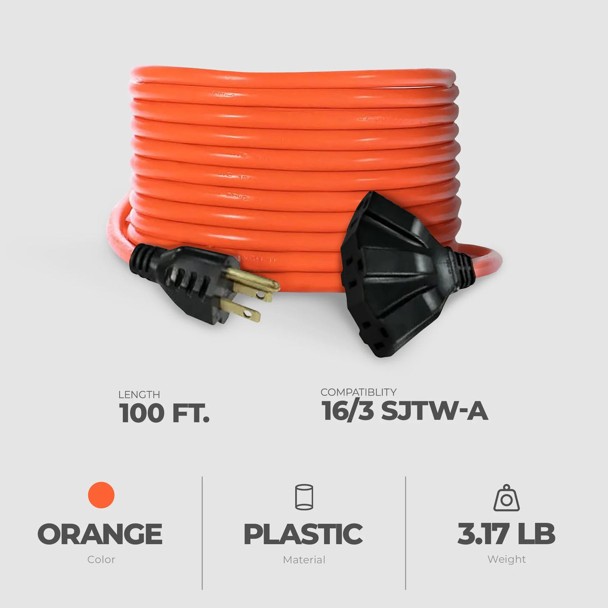 100 Feet Extension Cord with Circuit Breaker F956