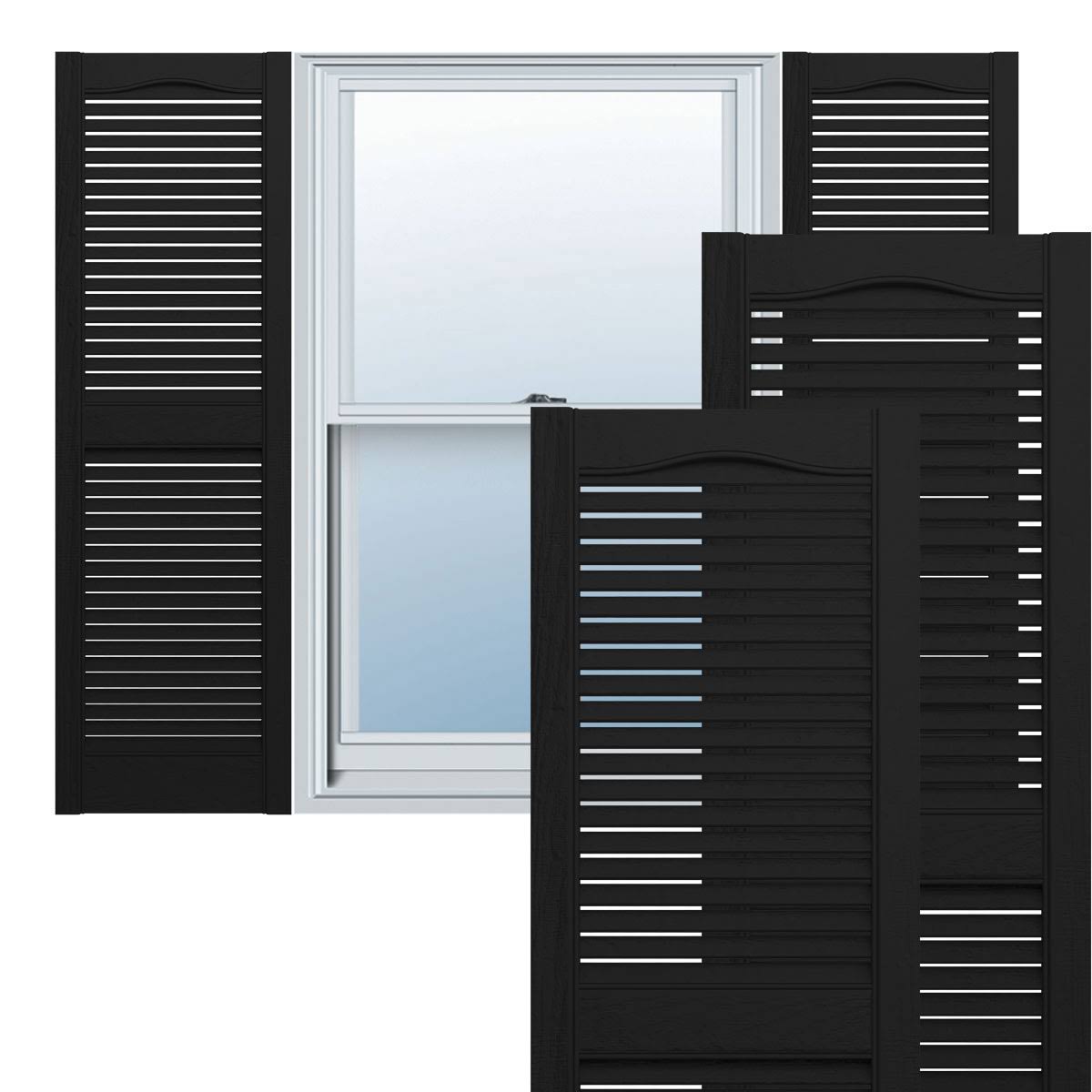 12 inch x 80 inch Vinyl Cathedral Top Center Mullion Open Louver Shutter V437728
