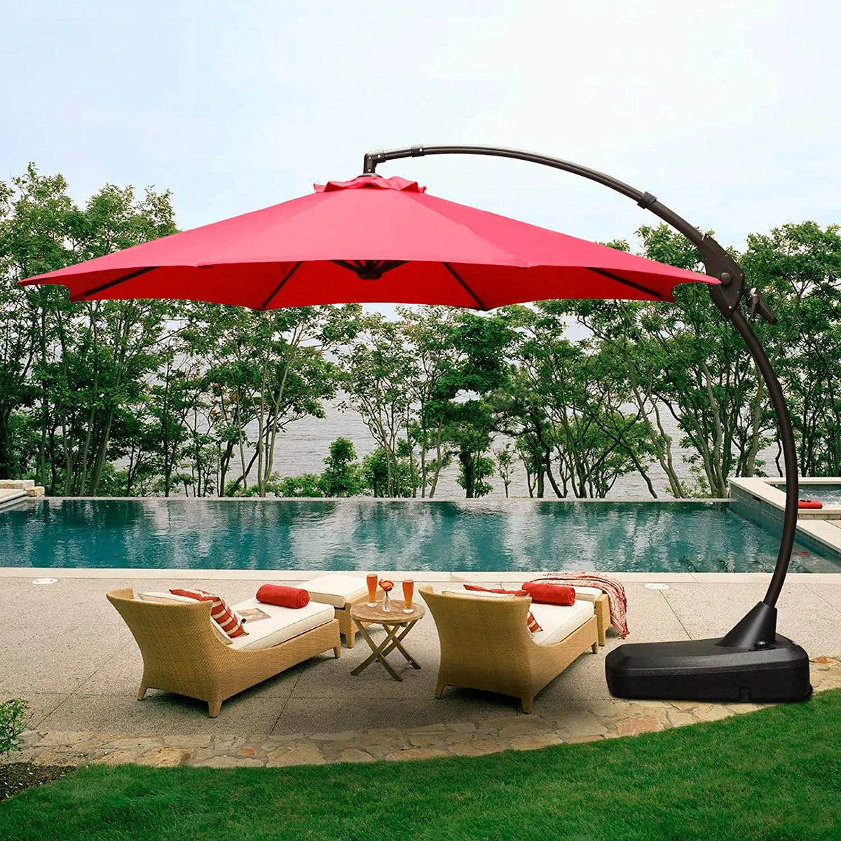 11 FT Aluminum Offset Umbrella L470