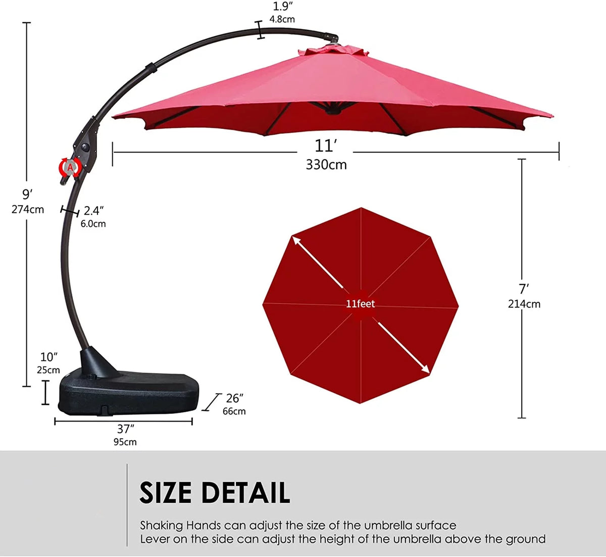 11 FT Aluminum Offset Umbrella L470