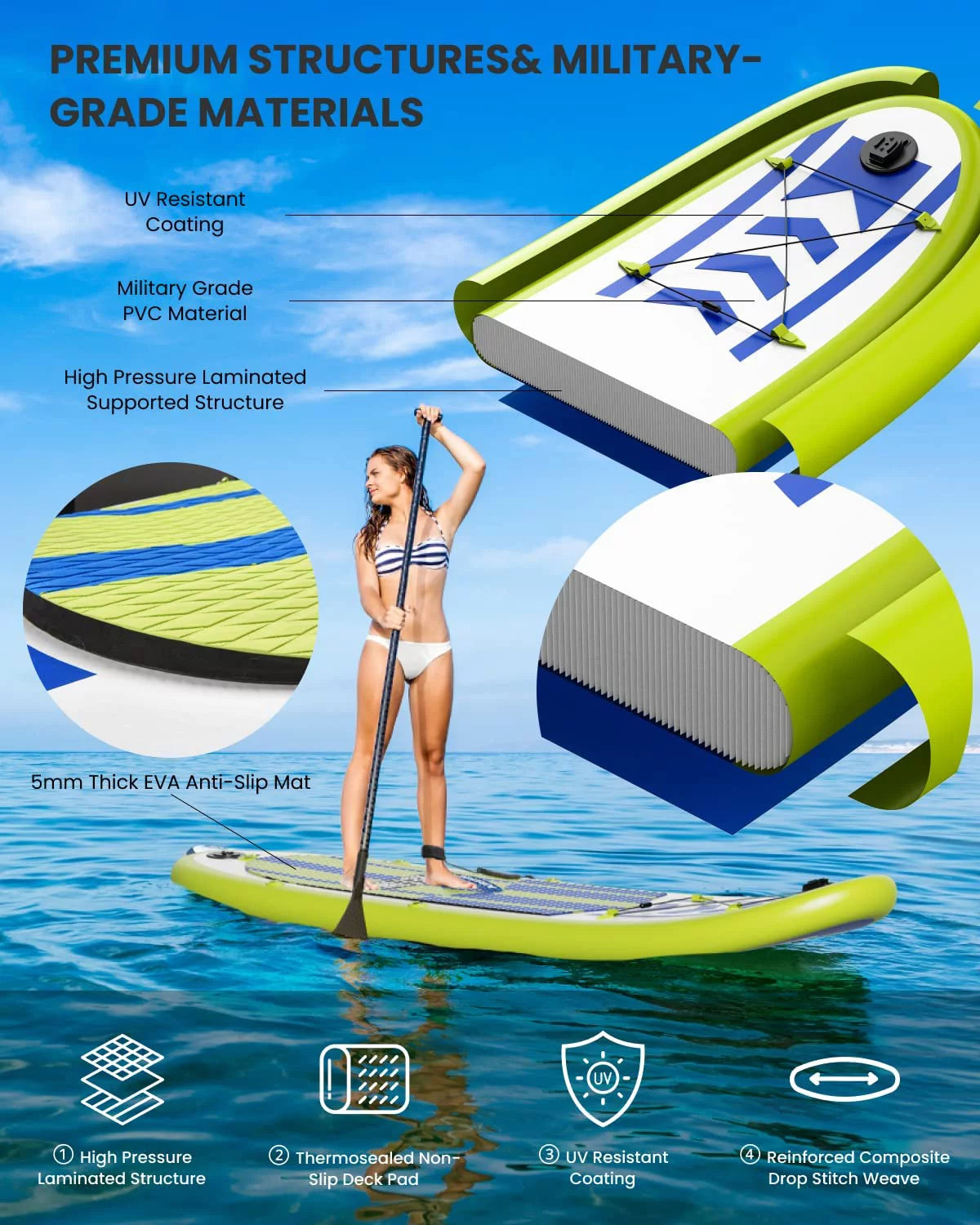 11' Inflatable Stand Up Paddle Board with Carrying Bag I75312
