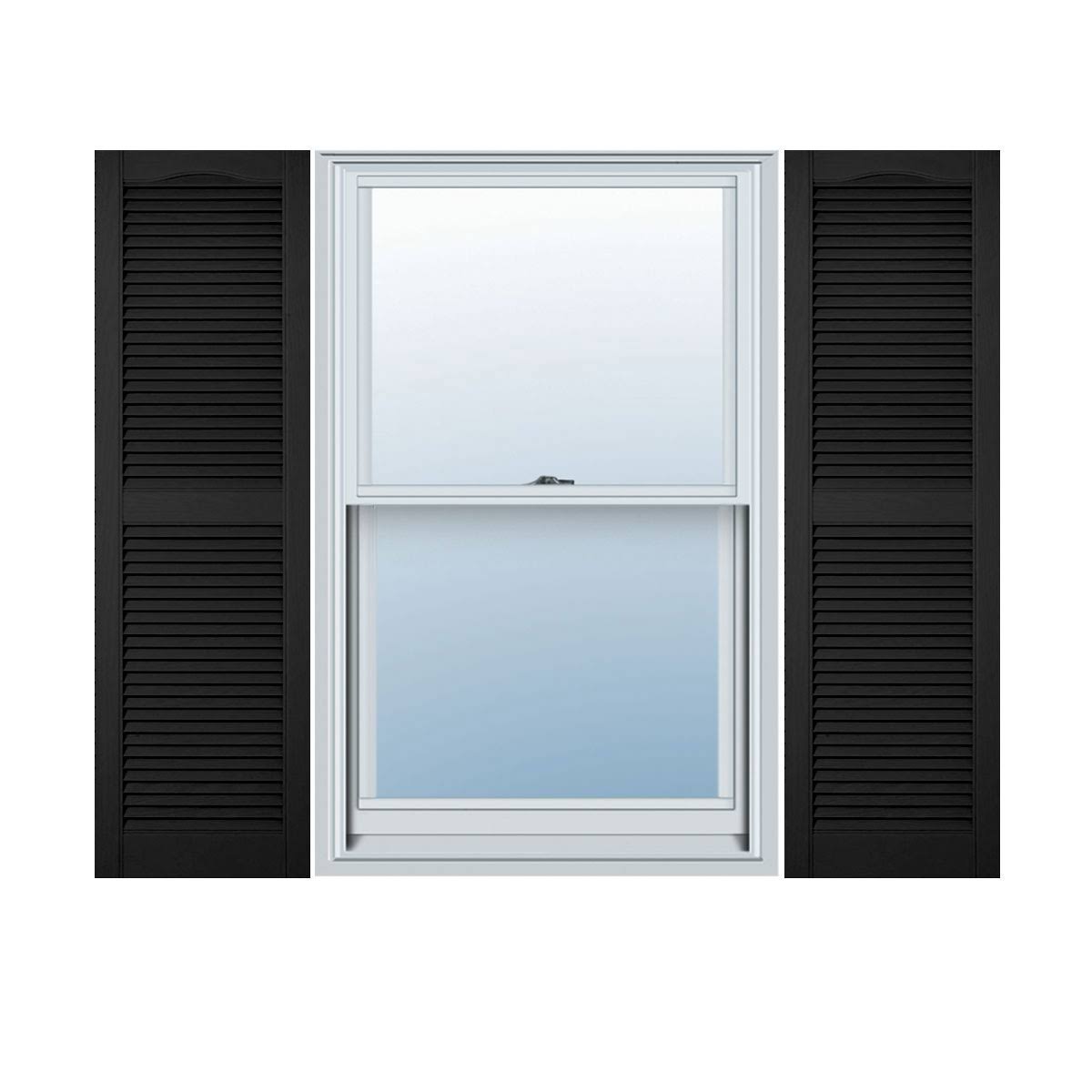 12 inch x 80 inch Vinyl Cathedral Top Center Mullion Open Louver Shutter V437728